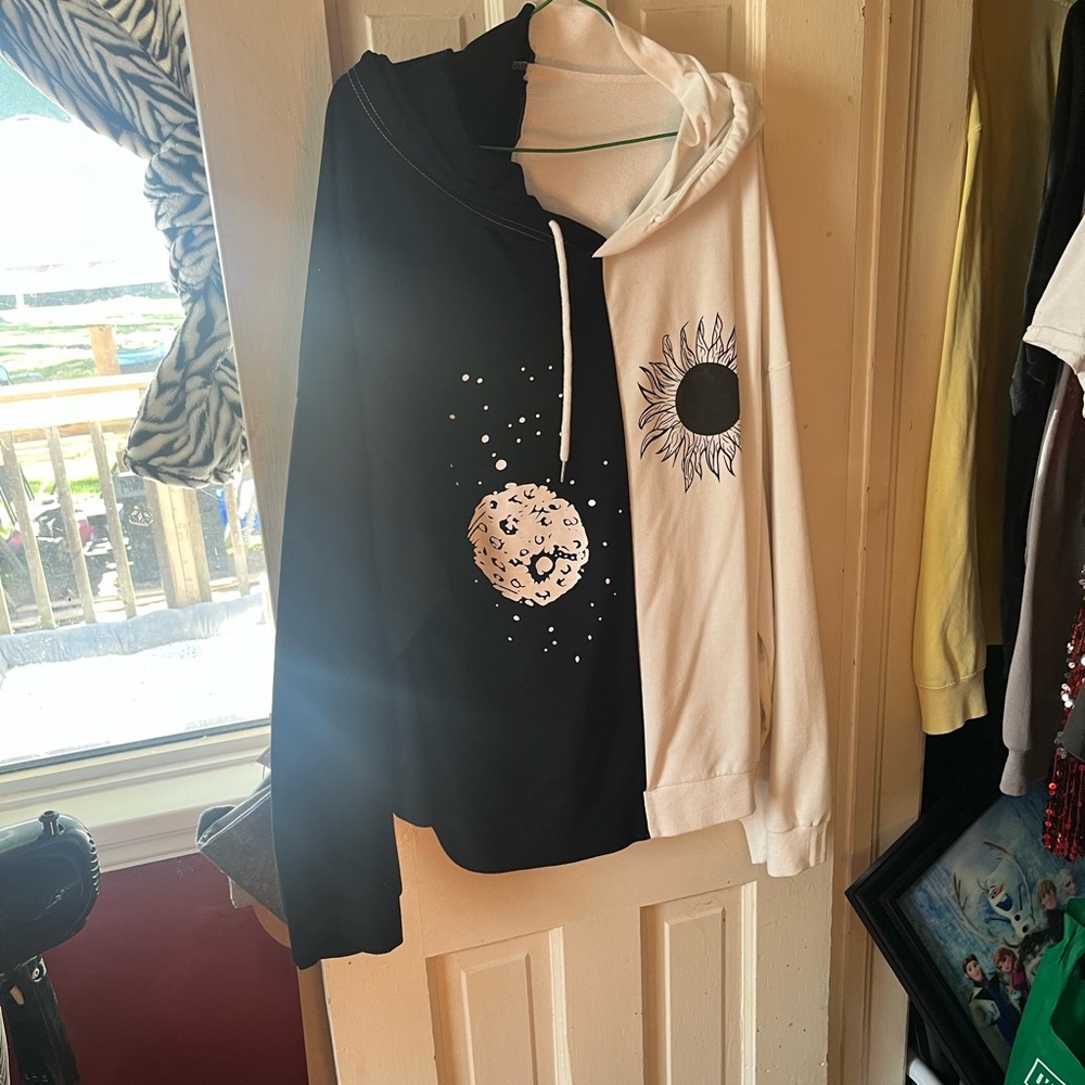 Black and White Sun and Moon Hoodie